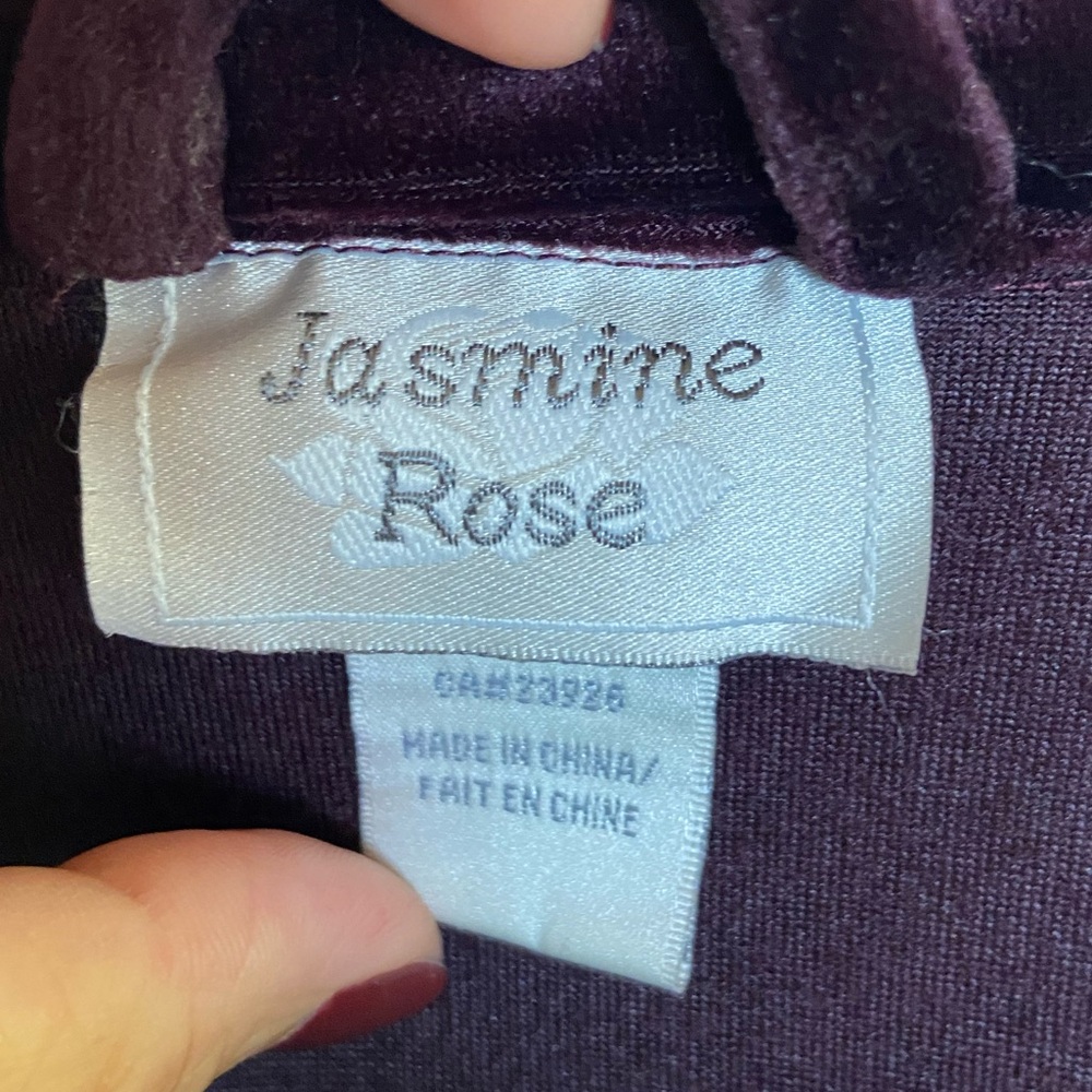 Jasmine Rose Women's Floral Velvet Robe L Purple 90s Whimsigoth Goth Long Sleeve - Picture 12 of 13